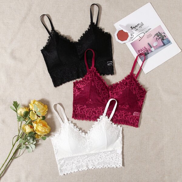 

3pack Floral Lace Bra Set, Multicolor