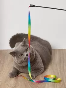 1pc Rainbow Fabric Ribbon Texture Cat Toy, Suitable For Cats, Great For Entertainment And Relaxation - Multicolor - View 1