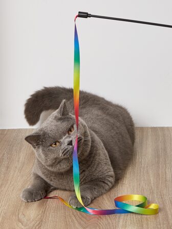 1pc Rainbow Fabric Ribbon Texture Cat Toy, Suitable For Cats, Great For Entertainment And Relaxation