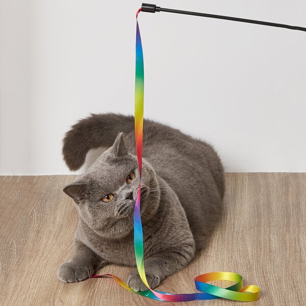 

1pc Gradient Color Cat Teaser Stick, Multicolor