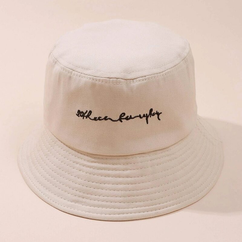 

Letter Embroidery Bucket Hat, Beige