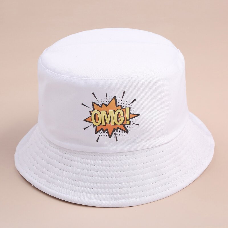 

Letter Print Bucket Hat, White