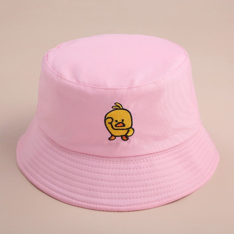 

Reversible Duck Embroidery Bucket Hat, Pink
