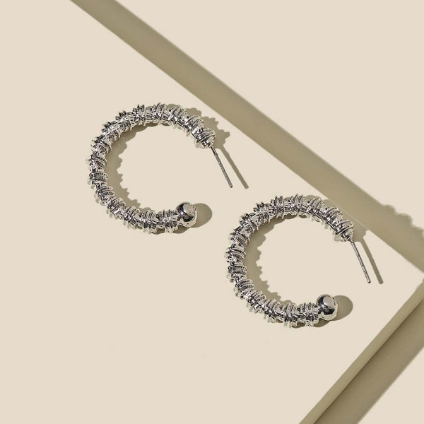 

Cuff Hoop Earrings, Silver