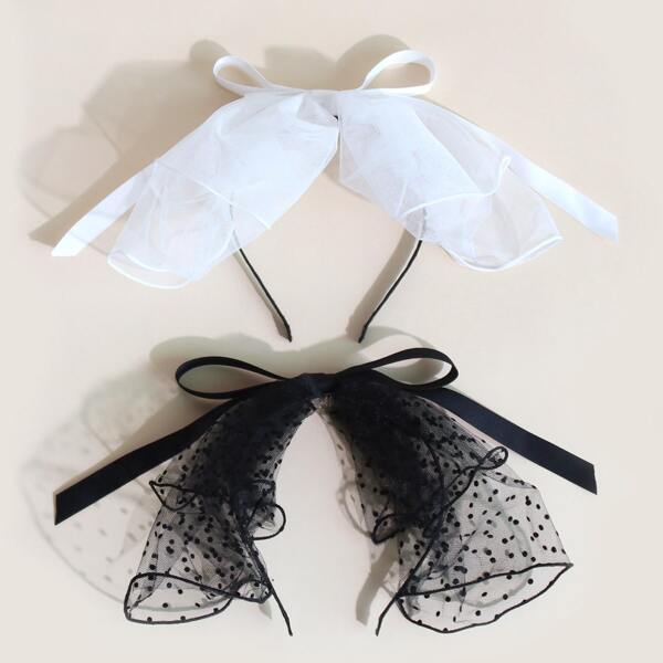 

2pcs Girls Bow Knot Decor Hair Hoop, Multicolor