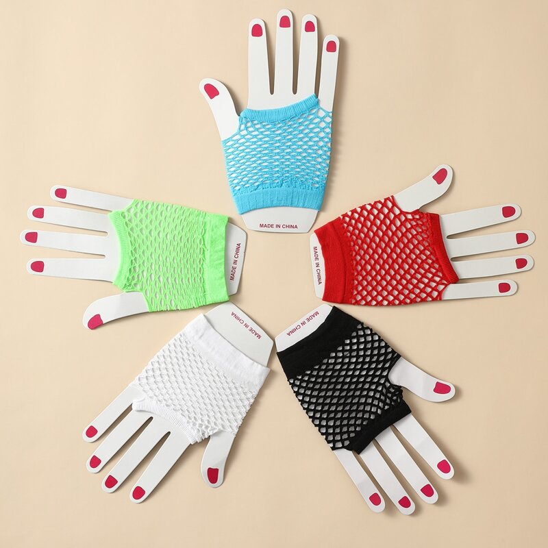 

5pairs Colorful Hollow Out Mesh Gloves, Multicolor
