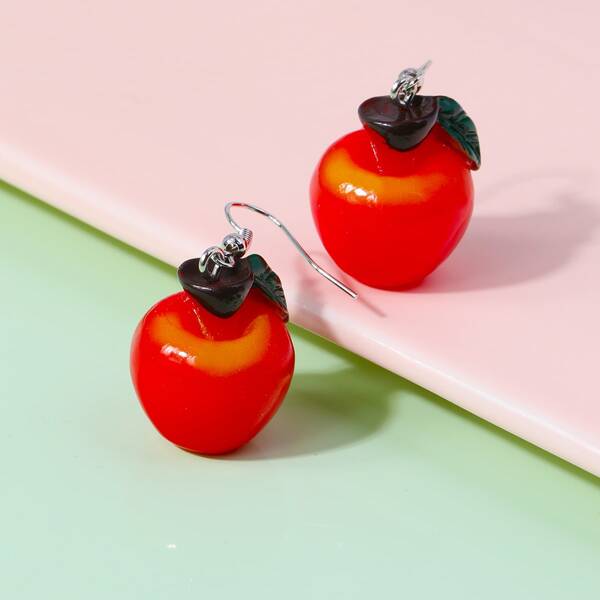 

Girls Fruit Decor Drop Earrings, Red