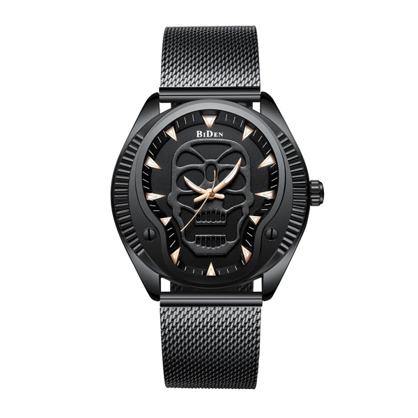 

Men Mesh Strap Skeleton Dial Pointer Watch