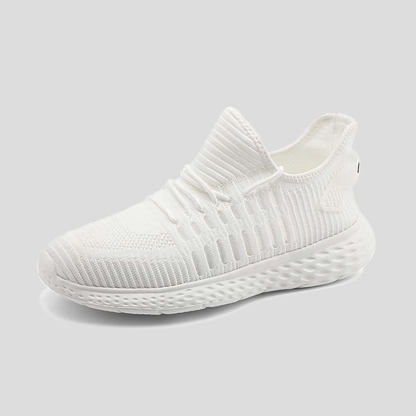

Men Minimalist Lace Up Decor Running Shoes, White