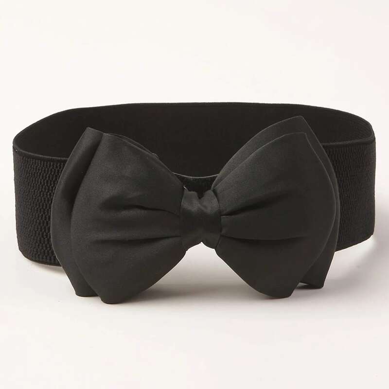 

Bow Decor Elastic Waist Belt, Black
