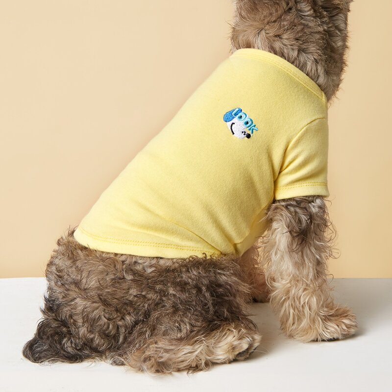 

Cartoon Embroidery Pet Tee, Yellow
