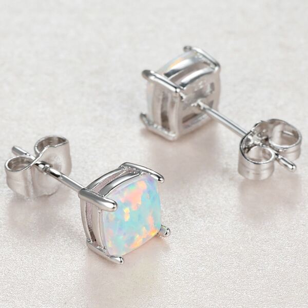 

Square Stud Earrings, White