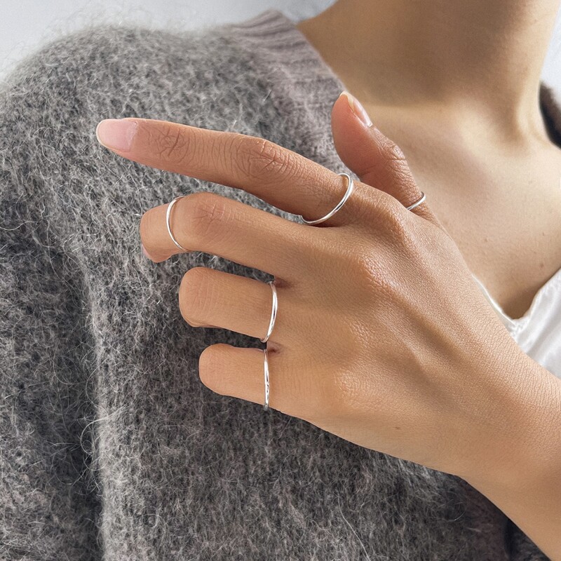

5pcs Simple Ring, Silver