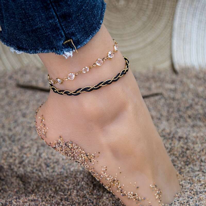 

2pcs Chain Anklet, Gold