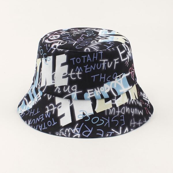 

Letter Graphic Bucket Hat, Black