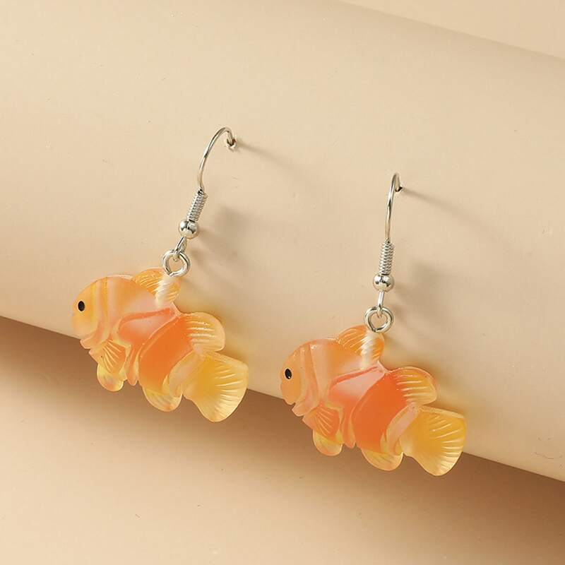 

1pair Fish Design Earrings, Yellow