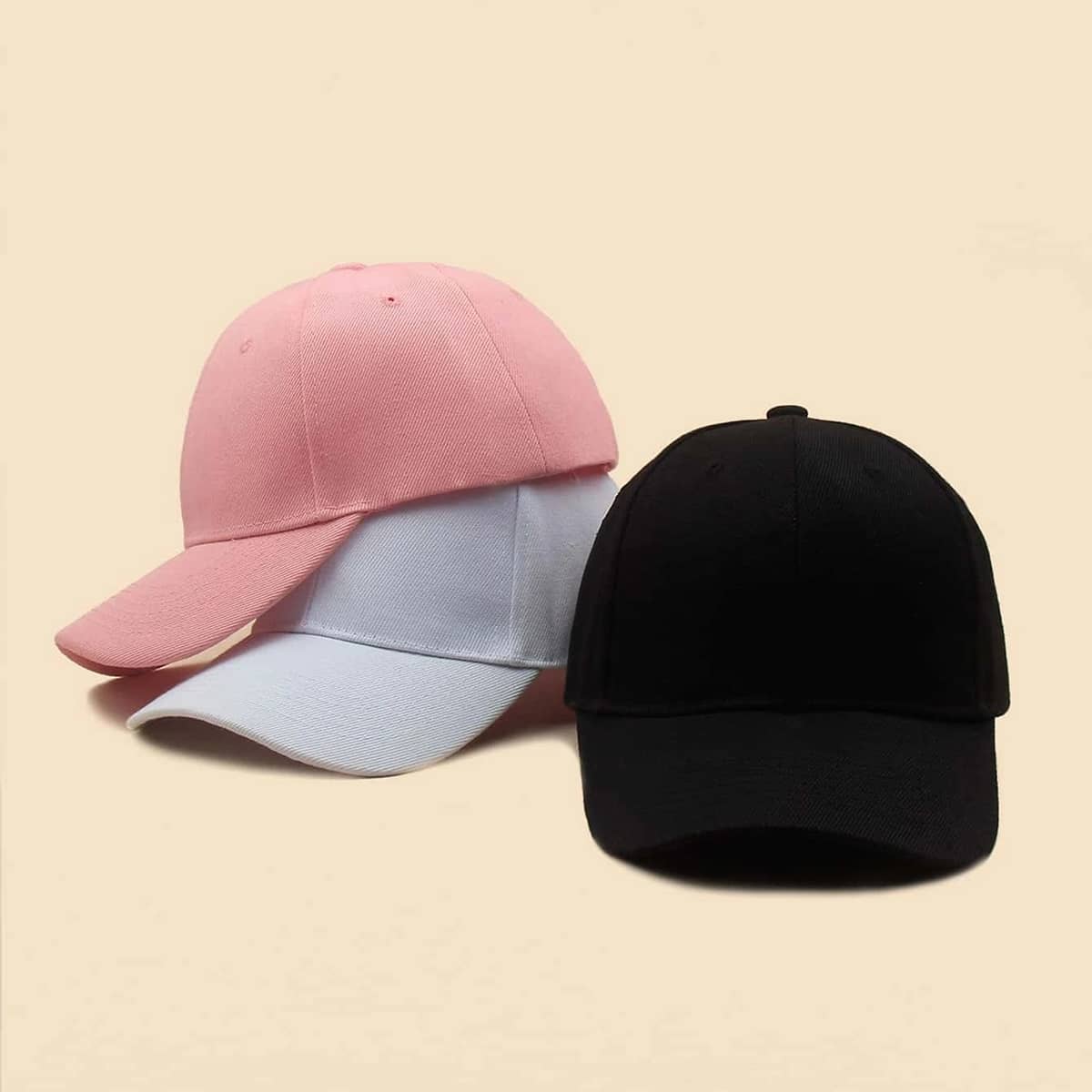 

3pcs Solid Baseball Cap, Multicolor