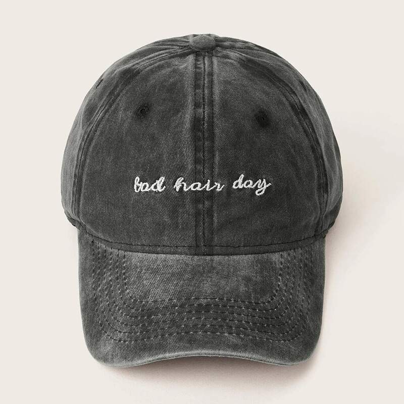 

Slogan Embroidery Baseball Cap, Black