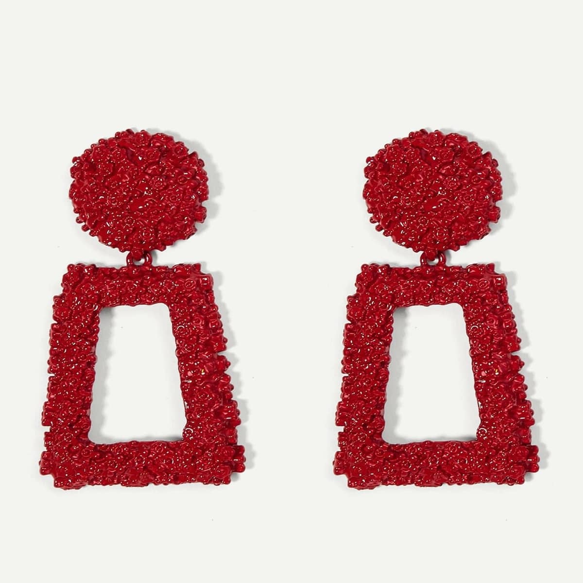 

1pair Geo Drop Earrings, Red