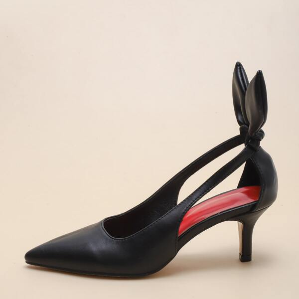 

Bow Decor Cut Out Stiletto Court Heels, Black