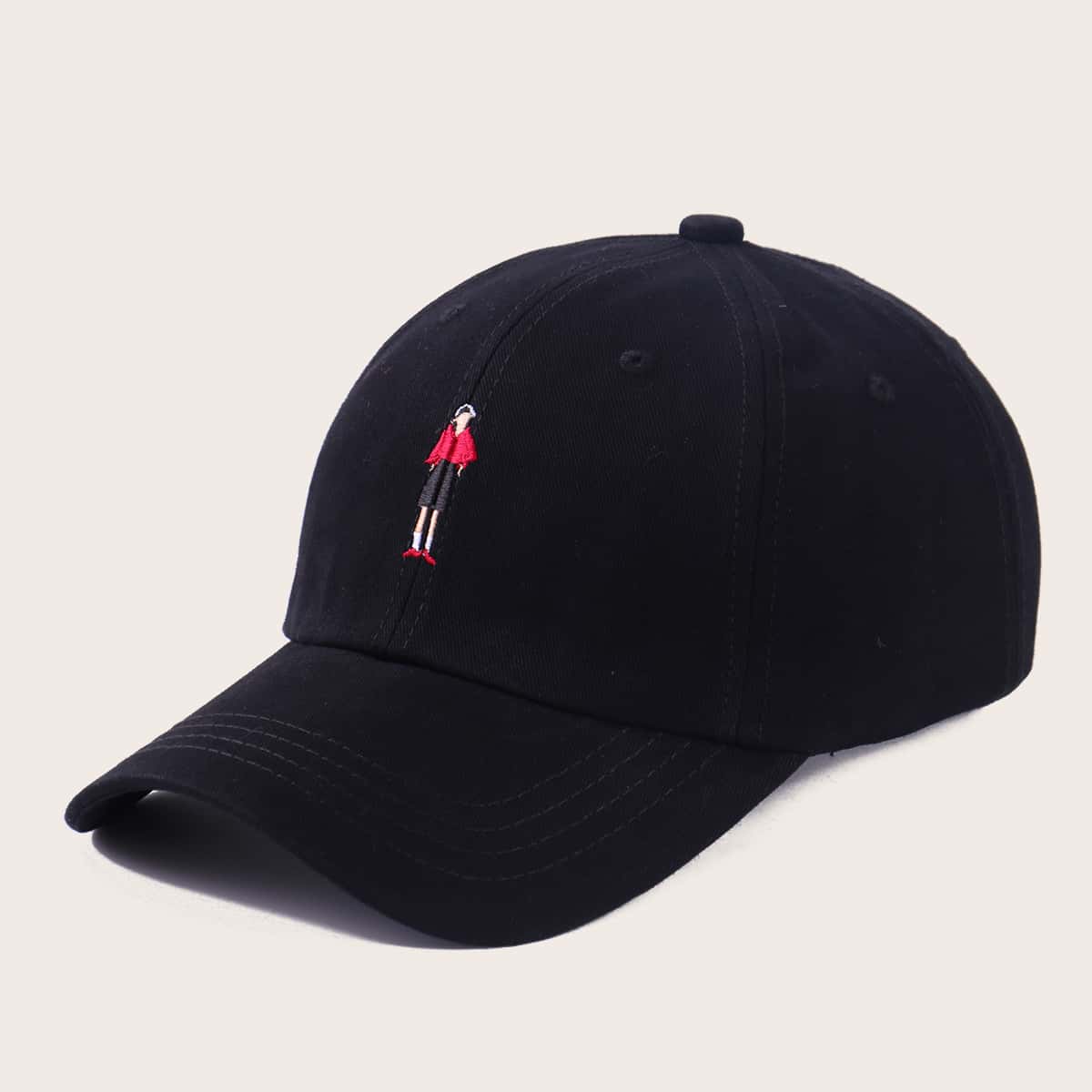 

Figure Embroidery Baseball Cap, Black