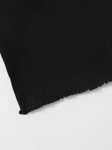 Muchica Lettuce Trim Rib-knit Bodycon Dress - Black - View 5