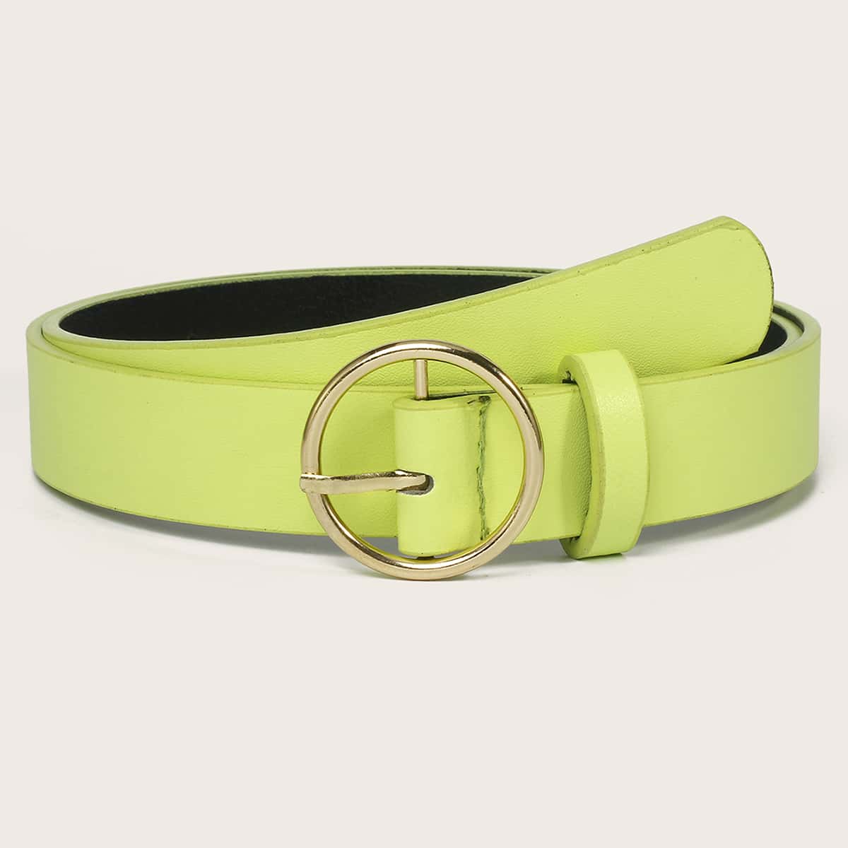 

Round Buckle PU Belt, Green