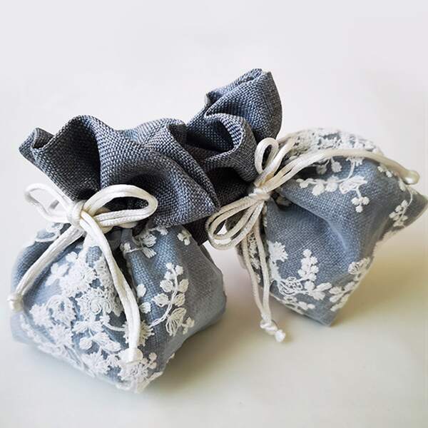 

2pcs Flower Embroidery Random Color Storage Bag, Multicolor