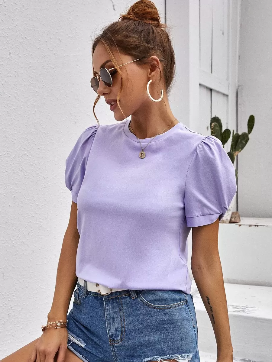 SHEIN Clasi Top de manga farol - Lila Púrpura - Ver 1