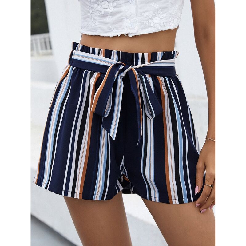 

Striped Tie Front Shorts, Multicolor