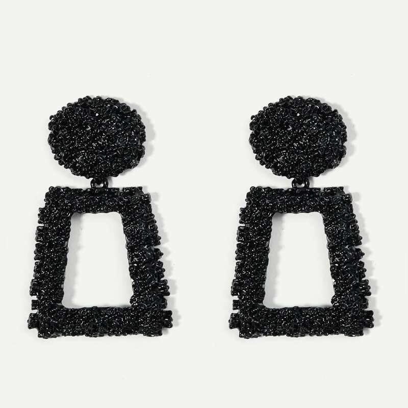 

1pair Geo Drop Earrings, Black
