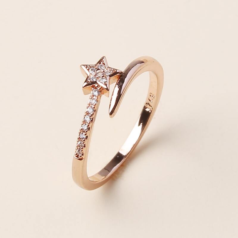 

1pc Rhinestone Decor Ring, Rose gold