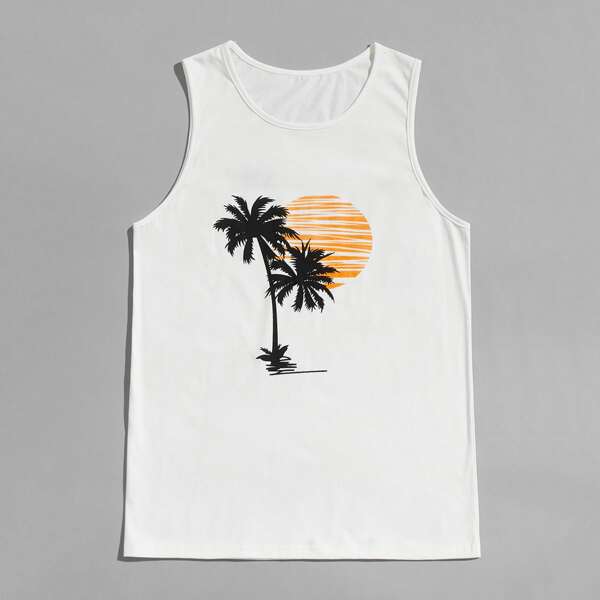 

Men Tropical Tank Top, White