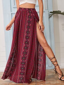 SHEIN VCAY 幾何圖案開衩大腿半身裙