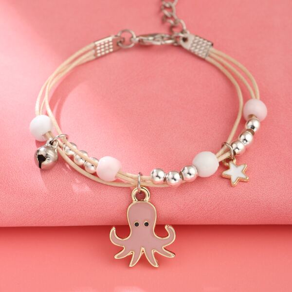 

Girls Octopus Charm Bracelet, Pink