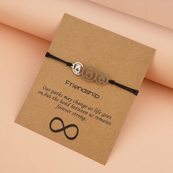 

Owl Decor String Bracelet, Silver