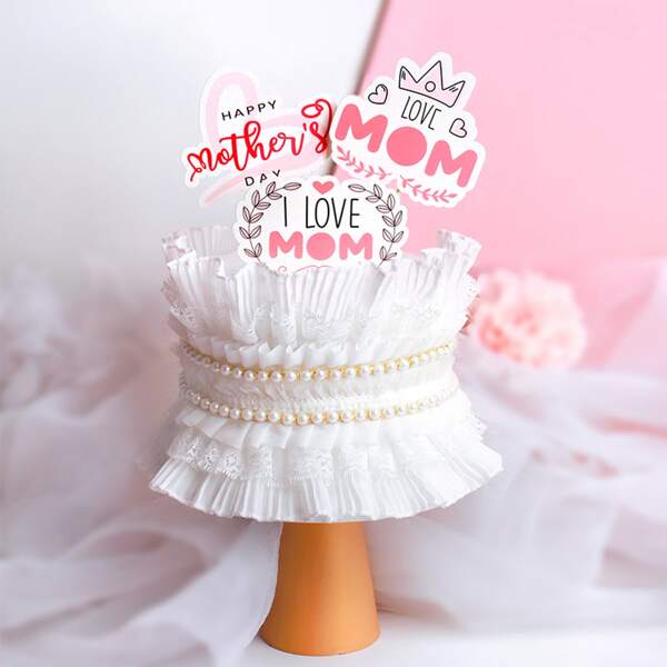 

3pcs Mother's Day Decorative Cake Topper, Multicolor