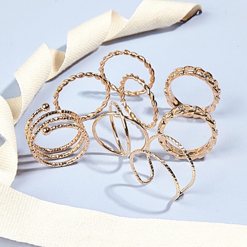 

8pcs Simple Ring, Silver