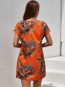SHEIN VCAY Đầm Nhiệt đới Boho - trái cam - Xem 2