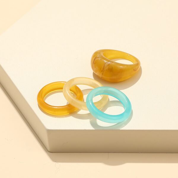 

4pcs Resin Ring, Multicolor