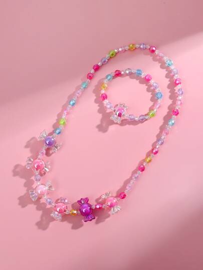 2 piezas set joya de niñas con diseño de dulce