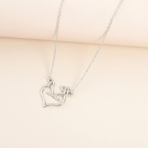 

Heart Pendant Necklace, Silver