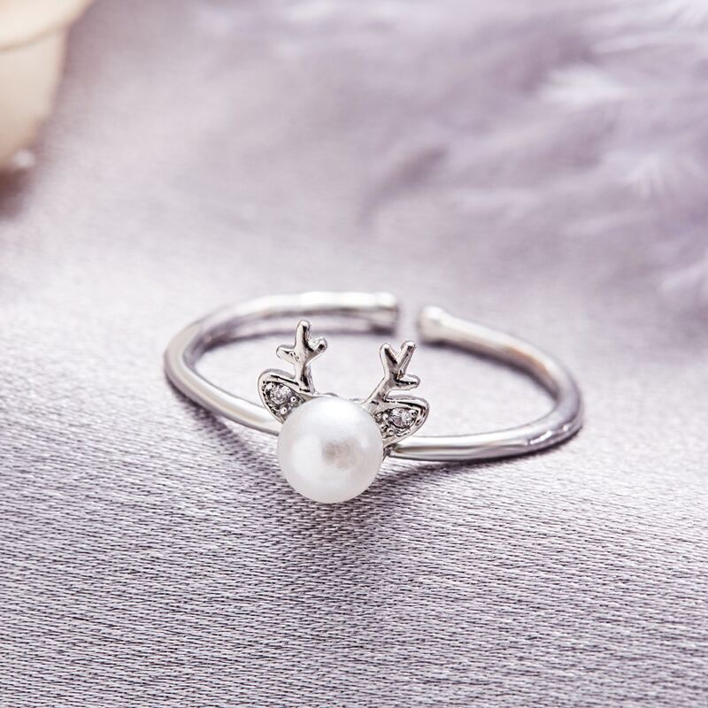 

1pc Antlers Design Cuff Ring, Silver