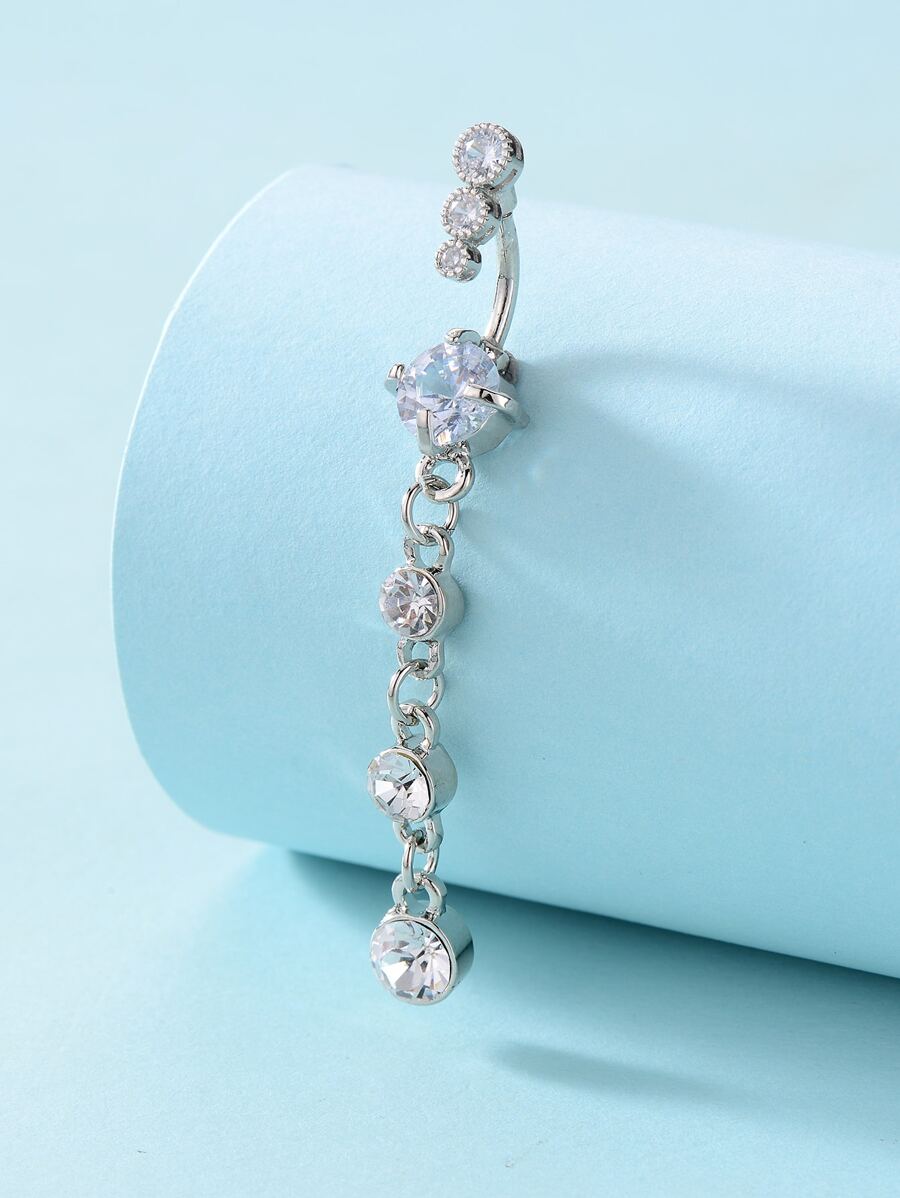 Copper Rhinestone Decor Belly Bar For Women And Men, Punk Piercing, A Fashionable Body Jewelry Gift For Any Occasion