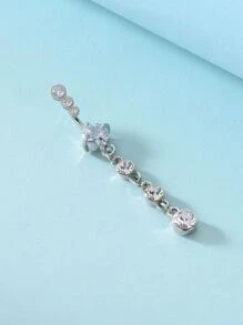 Copper Rhinestone Decor Belly Bar For Women And Men, Punk Piercing, A Fashionable Body Jewelry Gift For Any Occasion