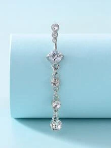 Copper Rhinestone Decor Belly Bar For Women And Men, Punk Piercing, A Fashionable Body Jewelry Gift For Any Occasion