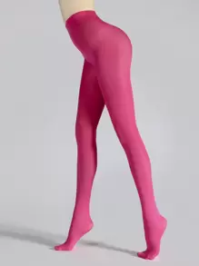 Simple Plain Tights - Pink - View 3
