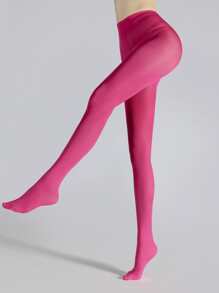 Simple Plain Tights - Pink - View 5