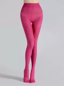 Simple Plain Tights - Pink - View 6