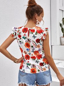 SHEIN LUNE Áo sơ mi Nút Hoa Boho - Nhiều màu - Xem 2
